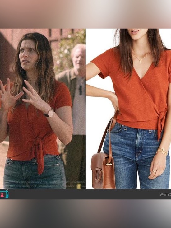 Madewell Tops - Madewell Short-Sleeve Wrap Top in Rust